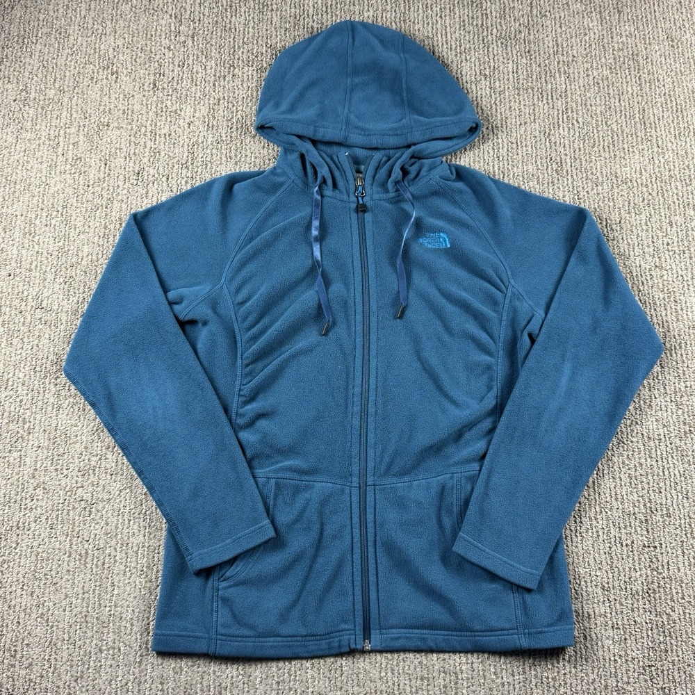 The North Face Womens M Mezzaluna Full Zip Hoodie Fleece Sweater Jacket Blue